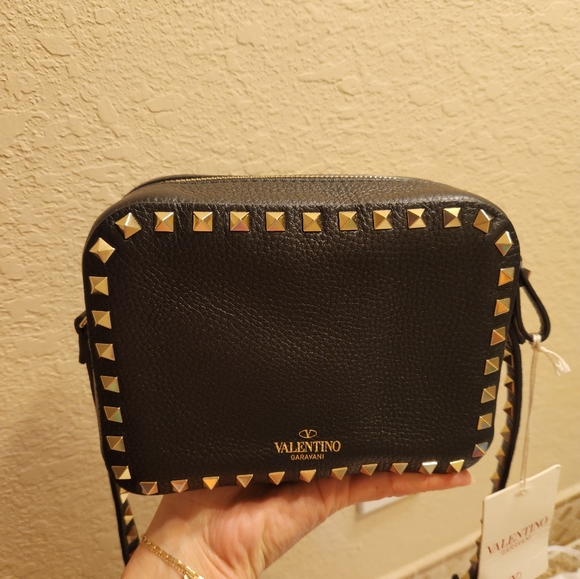 Valentino Rockstud Crossbody Camera Bag in Black and Gold Tone Hardware - Picture 2 of 8